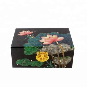 Vintage Handcrafted Laquerware Antique Necklace Earring Ring Jewelry Box