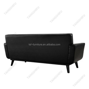 الكلاسيكية منجد مقعد الحب باللون الأسود المستعبدين أريكة جلدية - Product Image 4