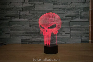Toque de mordern 3d punisher skull 3d llevó la lámpara de la ilusión óptica - Product Image 6