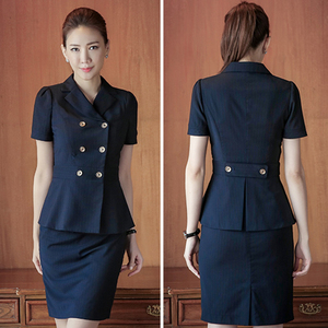 גואנגזו משרד חליפת ספק OEM עיצוב רצועת חצאית עסקים גבירותיי פורמליות קבלת מלון חליפת חצאית עבודה ללבוש - Product Image 5