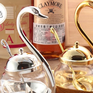 <span class=keywords><strong>Promo</strong></span> Zwaan Suikerpot Pot Saltcellar Glas Met Lepel Voor Koffie Suger Zout Suikerpot - Product Image 5