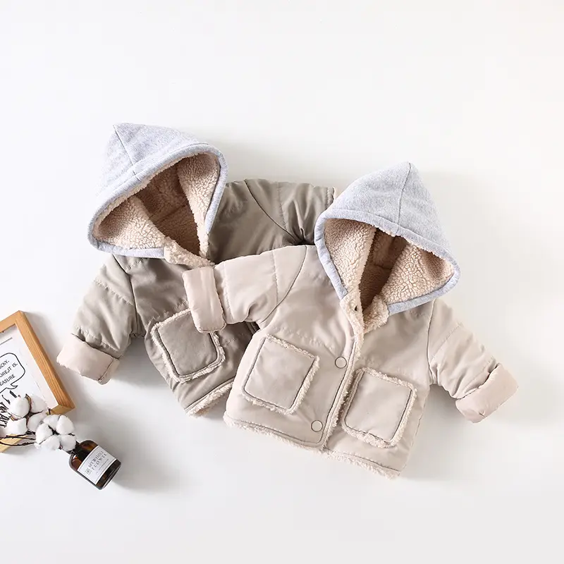 Winter baby boys girls Fleece thicken hooded coats 0-4 years kids quilted warm faux fur fashion clothes infant kids clothes