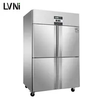 Lvni geladeira de geladeira, 4 portas, aço inoxidável, uso comercial, alto desempenho, para restaurante, cozinha