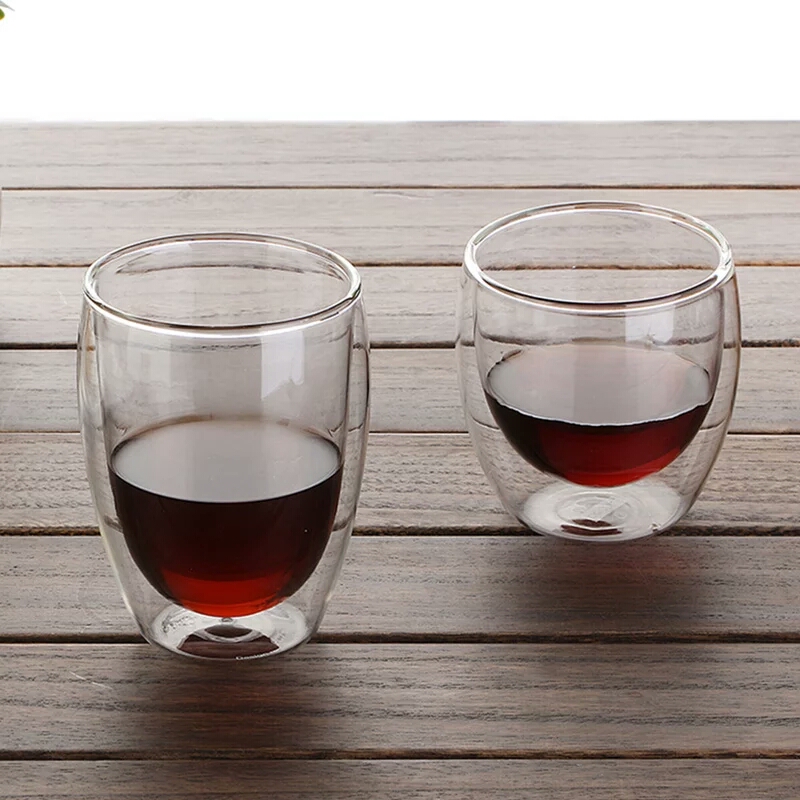 Heat resistant borosilicate double wall glass cups mug