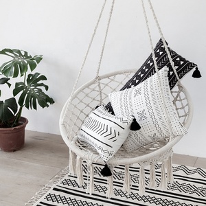 Cheersee Fashion Design Cotton <strong>Thai</strong> White and Black <strong>Triangle</strong> Pattern Turkish Spring Morocco Geometric 3d Printed <strong>Cushion</strong> - Product Image 4