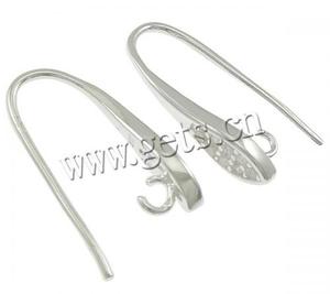 Wholesale 925 Sterling Silver <strong>Earring</strong> <strong>Hooks</strong> for Women with Cubic Zirconia 18.5x4mm 1mm Hole: 2mm - Product Image 2