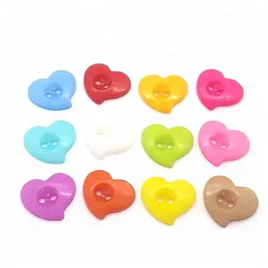 Wholesale Custom Multi-color Cute Heart Cartoon Sweater Coat Children Garment Two Holes Plastic Fancy Heart Button