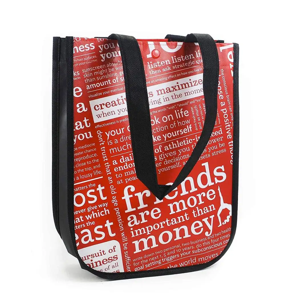 Красная маленькая многоразовая сумка-тоут с графическим принтом, ламинированная Нетканая сумка carryall для спортзала