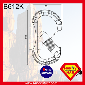 O Type Twist Lock Rescue Rock Climbing 23KN Aluminum Carabiner - Product Image 3
