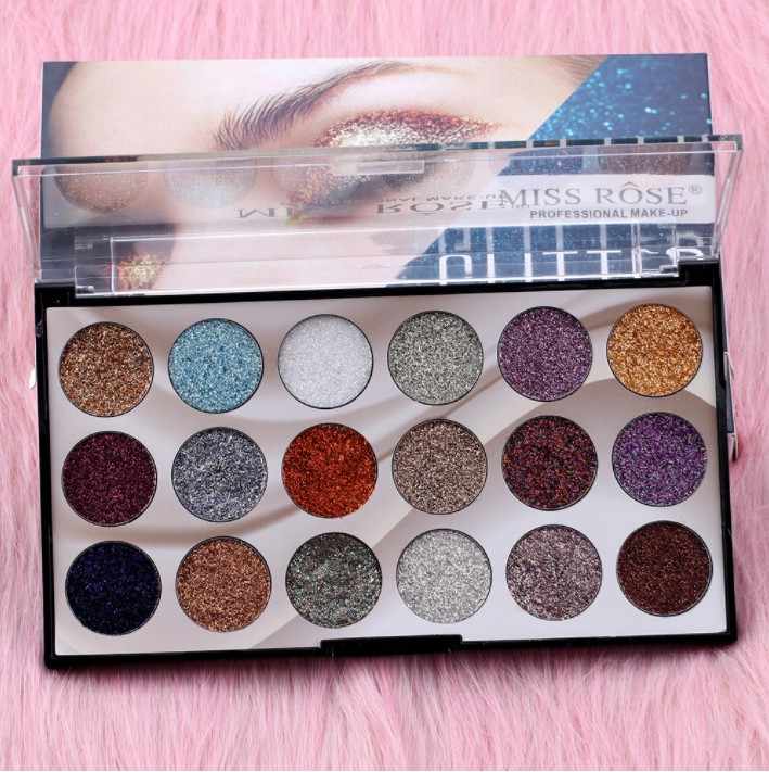 Wholesale MISS ROSE Cosmetics 18 Colors Glitter Eyeshadow