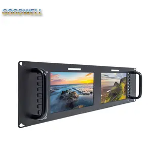 3 RU IPS 1280X800 Dual 7 Inch LCD HD-SDI Monitor met 3G-SDI HDMI AV en Uitgang voor omroep