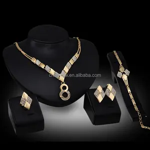 Jewelry Sets Wedding Crystal 8 Pendant Fashion Bridal African Gold Color Necklace Earrings Bracelet Women Party Sets Gift