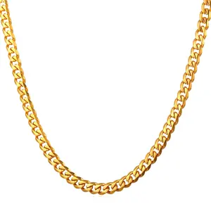 brass base 18K gold plated thin cuba chain