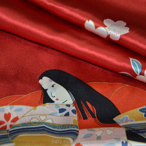 <span class=keywords><strong>Tissu</strong></span> en satin de soie imprimé à 100 % <span class=keywords><strong>pour</strong></span> <span class=keywords><strong>kimono</strong></span>, rideau de mariage et robe - Matériel textile d'ameublement respirant et écologique - Product Image 4