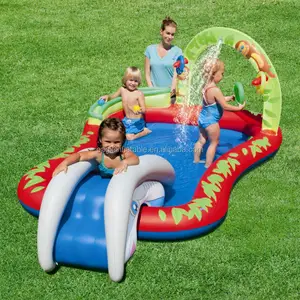 bestway पूल के लिए स्लाइड Suppliers-Bestway 53051 गर्म बहु समारोह पोर्टेबल आउटडोर बच्चों inflatable स्लाइड के साथ प्लास्टिक स्प्रे स्विमिंग पूल और टॉस
