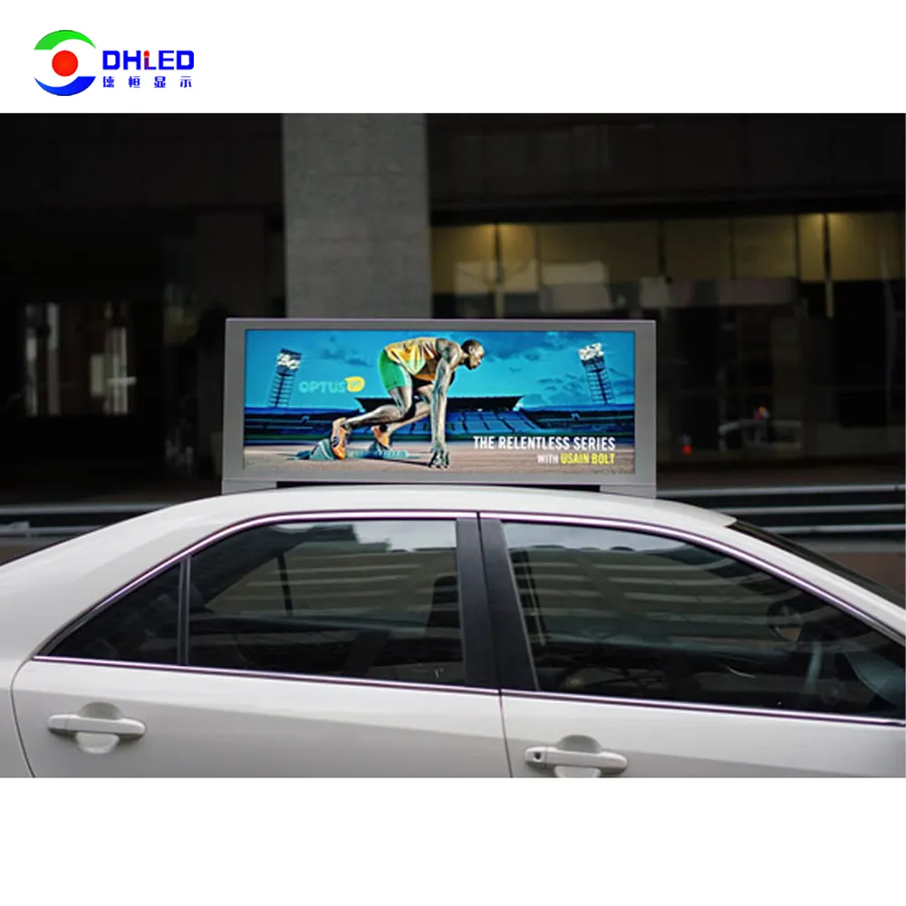 Display Led Atas Taksi Nirkabel 4G 3G Sisi Ganda Layar LED Iklan P2.5 P5 dengan Panel Kontrol GPS