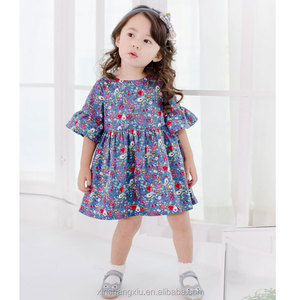 Robe d'été pour <span class=keywords><strong>bébé</strong></span> fille, tenues pour enfants, imprimé floral, 100% coton, vêtements - Product Image 1