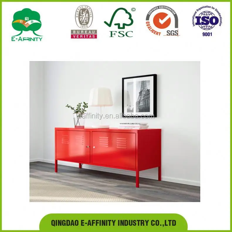 Ks-C001 0.6mm 2 Deur Rood PS Metalen Kast Met Benen, rood Staal TV Kast voor Korea