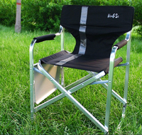 Chaise de camping robuste pliable, chaise de réalisateur avec siège rembourré surdimensionné, table latérale et poche