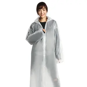 Fashion Outdoor Travel Recycled Waterproof Adults Women Mens Rainwear Transparent Long EVA Rain Coat Eva Rain Poncho Raincoat