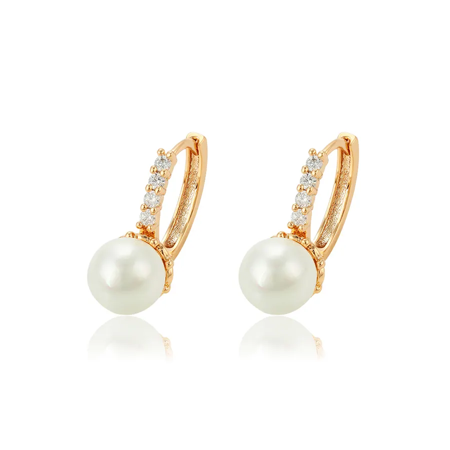 95132 xuping fancy design gold earring, wholesale white pearl earring new models gold hoop earrings