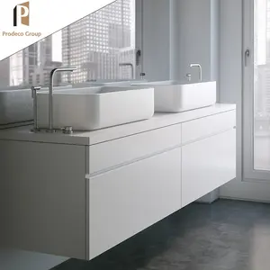 Italiaanse Speciale Textuur Houtnerf Drijvende Badkamer Vanity