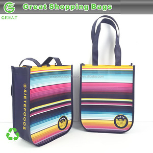 Bolsas de la compra no tejidas multirrayas recicladas Tamaño estándar Ecológico Miss Product - Product Image 2