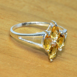 Marquise Cut Citrine Gemstone Bague en argent sterling 925, dernière conception de bague avec bague à la mode plaquée argent pour cadeau de mariage. - Product Image 2