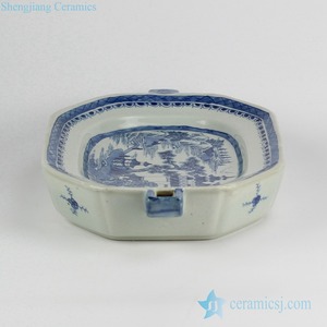 Plato de Queso de Cerámica Azul y Blanca con Patrón de Arquitectura <span class=keywords><strong>Antigua</strong></span> China RYVM30 - Product Image 2