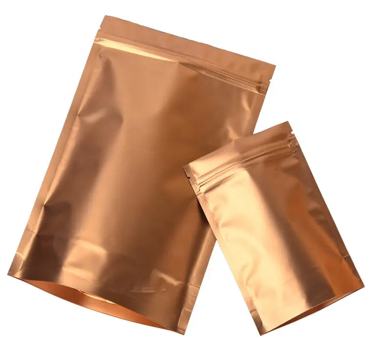 Wieder versch ließbare laminierte Aluminium folie mit goldenem Druck Verpackung Zip-Lock-Taschen Steh beutel für Lebensmittel
