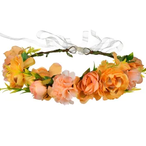 Diadema para el pelo para dama de honor, tiara para el pelo con flores secas, accesorios para el cabello, corona