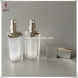 Plástico de lujo plaza vacía bomba sin aire 30 ml con tapa de plata - Product Image 3