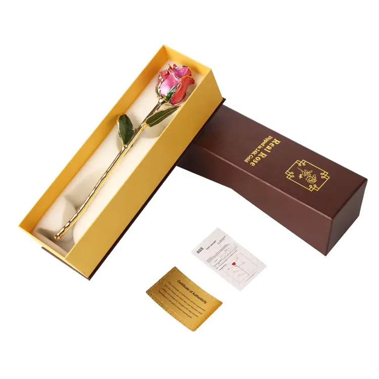 Altın kaplama/daldırma tomurcuk gül hediye kutusu için sonsuza altın gül anneler günü, noel veya sevgililer günü hediyeleri