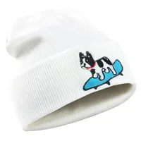 かわいい若者の冬のアクリルビーニースクーター犬の刺繍冬の帽子