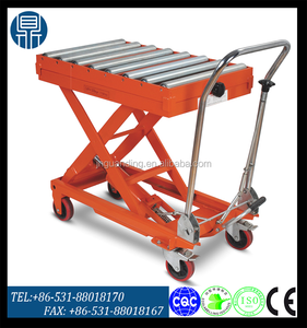 Chariot élévateur à ciseaux hydraulique manuel d'entrepôt / Mini <span class=keywords><strong>table</strong></span> élévatrice à ciseaux avec roulettes - Product Image 3