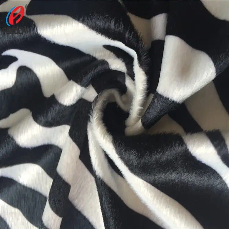 100% Polyester Material Animal Skin Print Zebra-stripe Style Velvet Micro Velboa Fabric