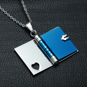 Fornitore della cina personalizzato semplice Argento Oro Libro In Acciaio Inox Ciondolo Cuore <span class=keywords><strong>Collana</strong></span> - Product Image 5