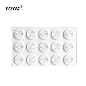 DIY silicone dessert mold French mousse silicone cake mold 15 cavity Mosquito coil shape cake baking mould