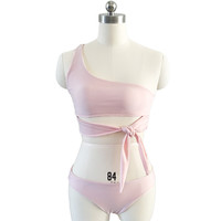 Cikini 2019 Nuevo Bikini Pequeño de Color Puro y Fresco con Hombros Descubiertos
