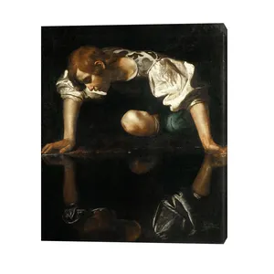 Reproduction classic male Narcissus Michelangelo Merisi da Caravaggio famous old art paintings with frame