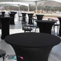 Housse de table de cocktail en tissu polyester et élasthanne - Lavable, durable, option de logo personnalisé pour les fêtes, les mariages et l'extérieur