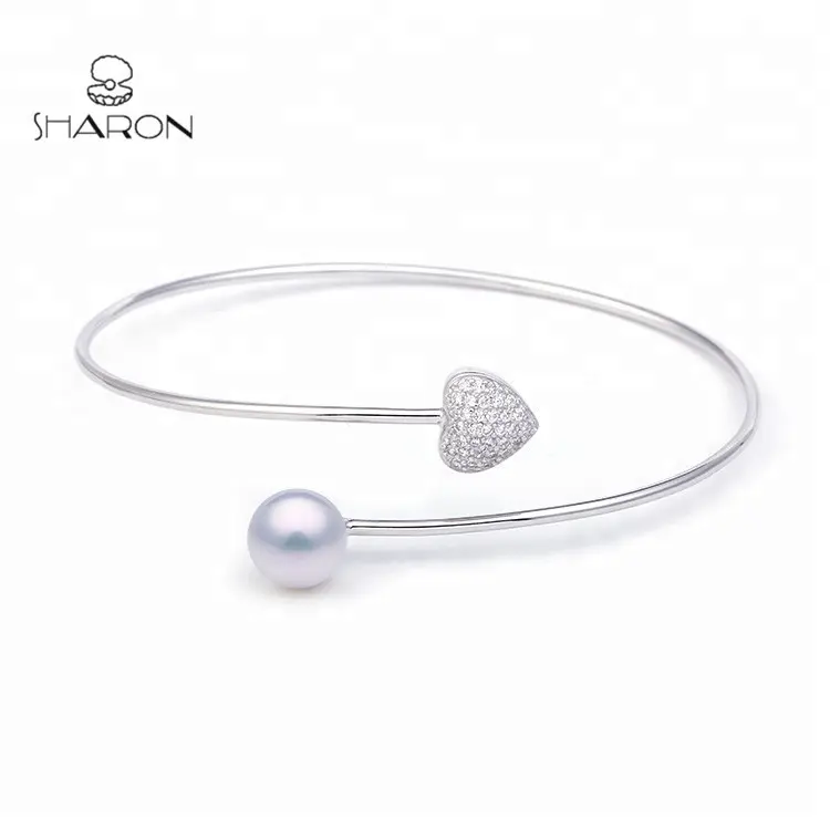 Fashion Jewelry Sterling Silver Charm Bracelet Heart Love Pearl Bracelet For Women