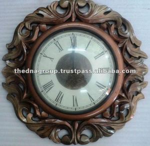 Horloge murale indienne en bois, cm, magnifique, fait à la main - Product Image 1