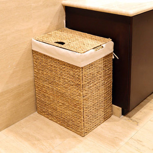 Cesta de Lavandería Plegable Hecha a Mano de Mimbre y Madera Tejida, Económica - Product Image 4
