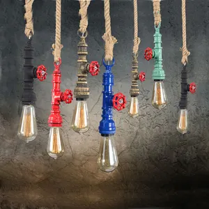 Промышленный Лофт, пеньковая веревка, декоративная Подвесная лампа в стиле стимпанк, американский Ретро, железная водопроводная труба, подвесные светильники