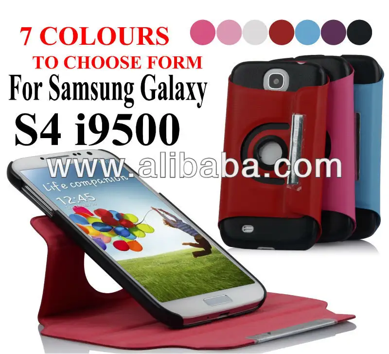 Rotating leather case for Samsung S4/I9500 with stand function
