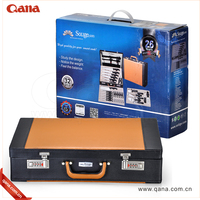 Couteau de chef QANA Factory Wholesale OEM, couteau Damas avec étui en aluminium, ensemble de 25 couteaux en acier inoxydable