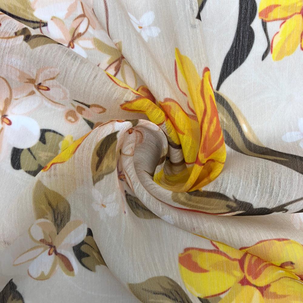 Новейший дизайн атласная крепированная шелковая шифоновая ткань с цифровым принтом для одежды