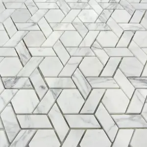 Mattonelle di mosaico di marmo Bianco di marmo Bianco Calacatta Bianco Carrara quadrato mosaico di marmo fornitore