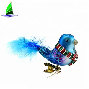 Bán Buôn Handmade Trang Trí Bức Tượng Nhỏ Màu Xanh Thủy Tinh Chim Đồ Trang Trí Với Lông Đuôi Và Long Lanh Wings